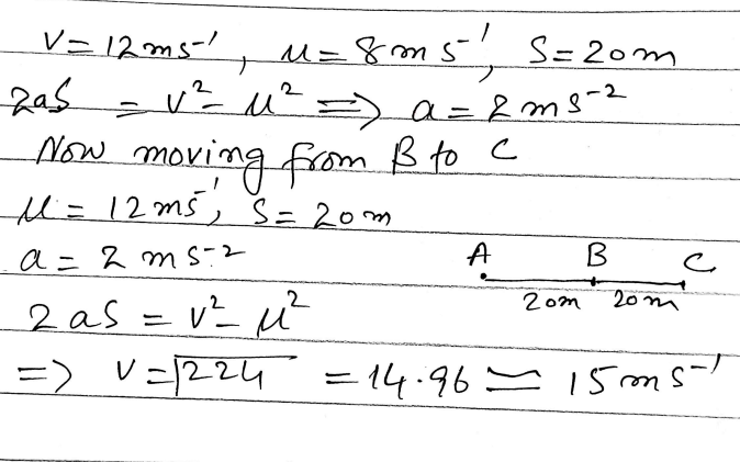 Ch1 Misc Ex1 Q3 A cyclist, travelling with constant acceleration along a straight road …
